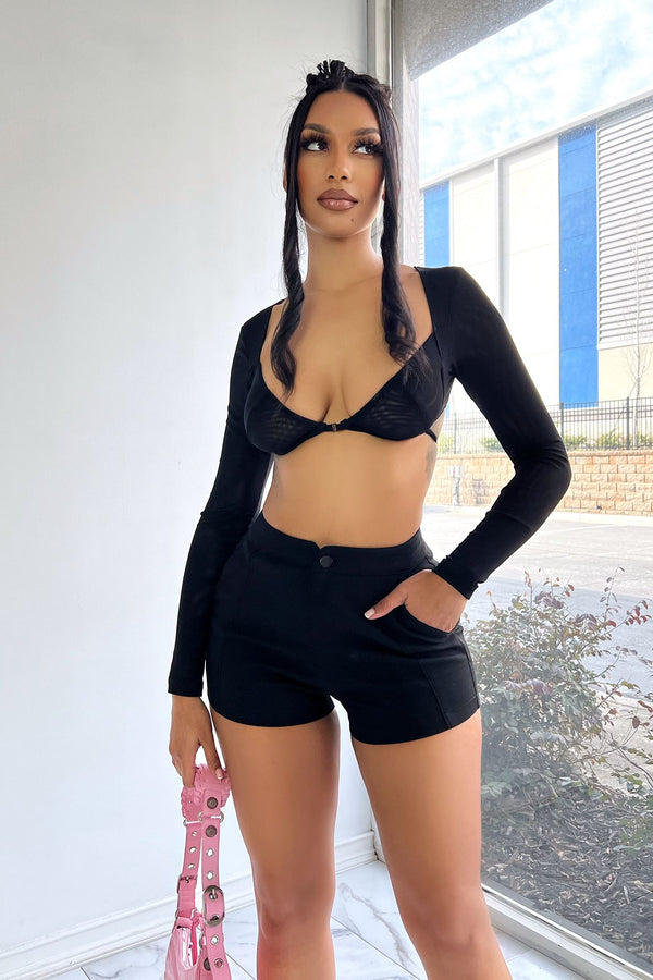 Bottoms Up High Waisted Tight Shorts shorts EDGE Small Black